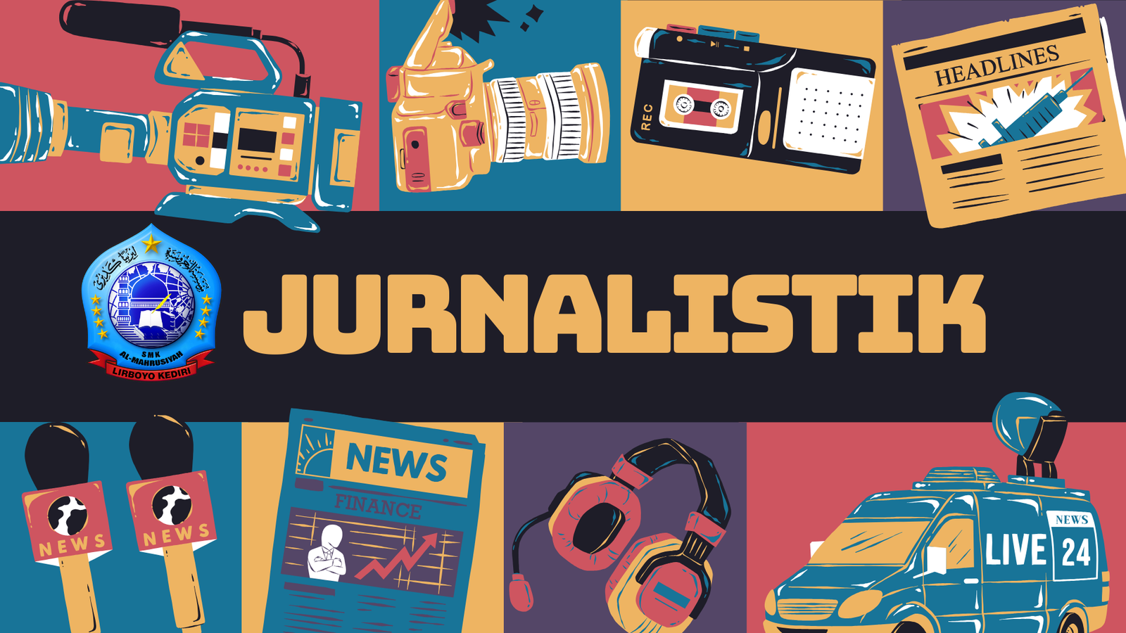 Campus Journalism Presentation in Red and Yellow Illustrative Style